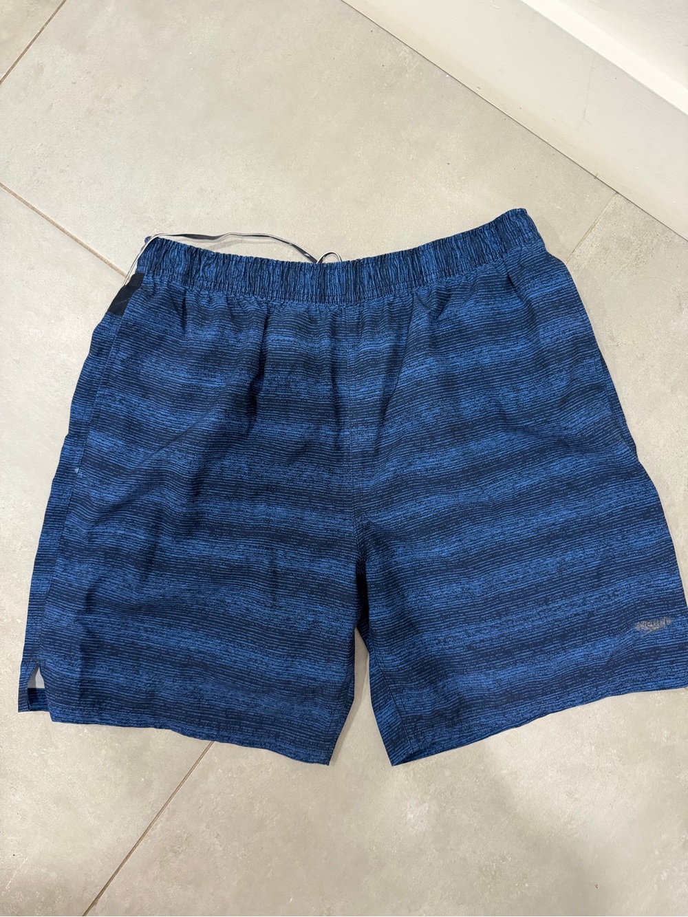 Speedo Men’s Blue Performance Athletic Swim Shorts XL – Zip Pocket